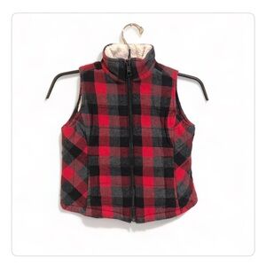 Duluth Trading Co Kids Buffalo Check Plaid Vest Red and Black Size 4T Boys Girls